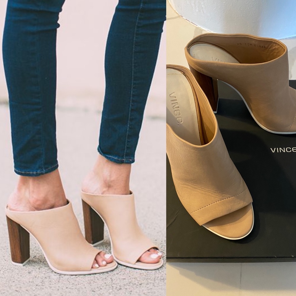 Vince Allison Nude Leather Mule Bootie
